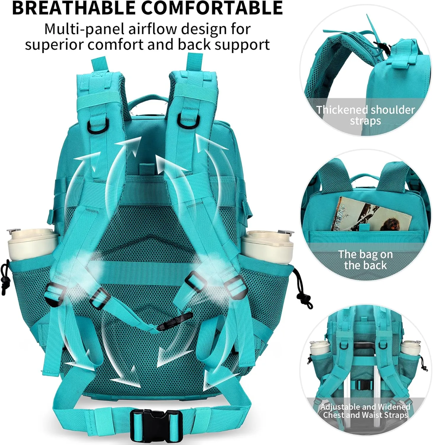 55L Tactical Backpack Heavy Duty Military Rucksack Molle Backpack 3 Day Assault Pack for Work Outdoors