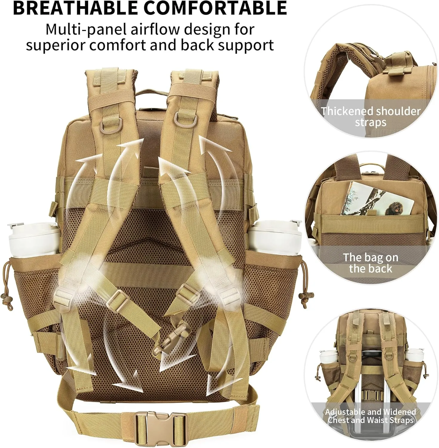 55L Tactical Backpack Heavy Duty Military Rucksack Molle Backpack 3 Day Assault Pack for Work Outdoors