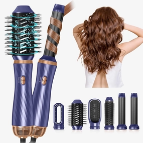 6 in 1 Hair Dryer Brush, Upgrade Detachable Blow Dryer Brush Air Styler Wrap Air Curler, Curly Twist Hot Curling Iron, Negative Ion Blow Dryer Hot Styler, Travel Hair Styling Tool