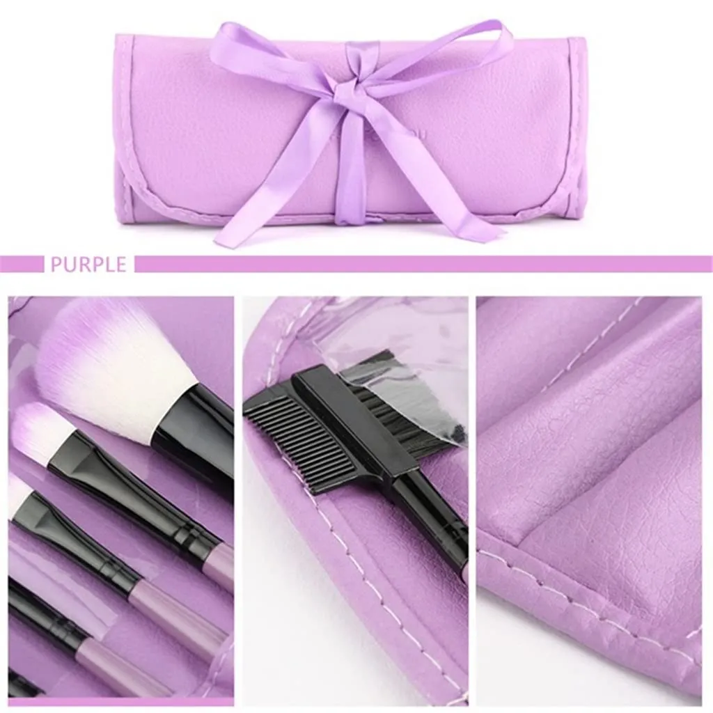 7pcs/set Makeup Brushes Set Kit   Bag Case Blush Eyeshadow Lip Brush Powder Foundation Blending Cosmetic Beauty Tools