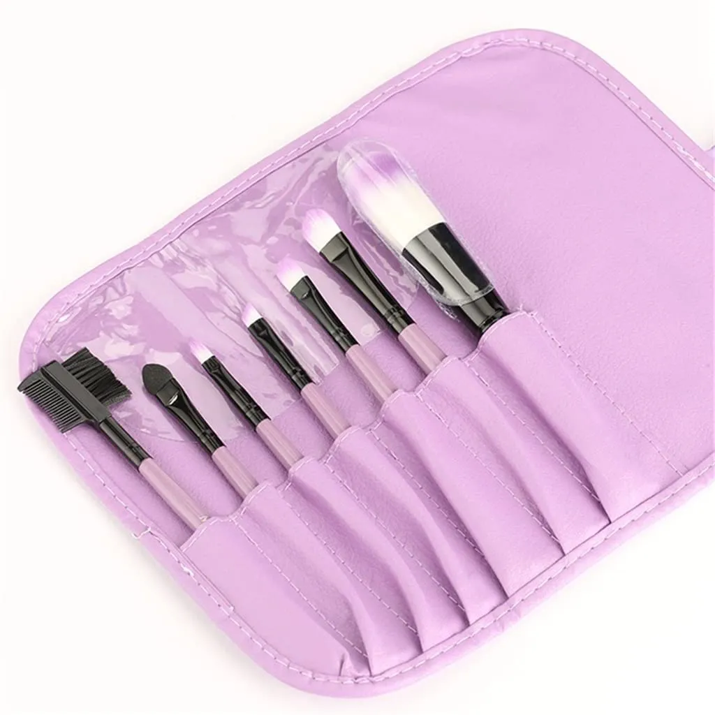 7pcs/set Makeup Brushes Set Kit   Bag Case Blush Eyeshadow Lip Brush Powder Foundation Blending Cosmetic Beauty Tools