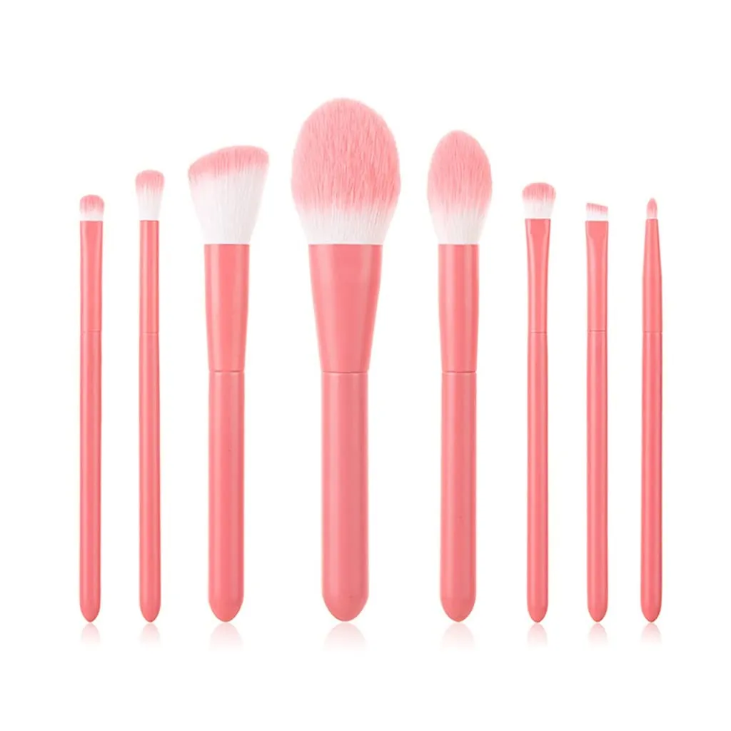 8 Makeup Brush Set Soft Brush Wooden Handle Beauty Tool Blush Powder Foundation Brush Makeup Brush(D)
