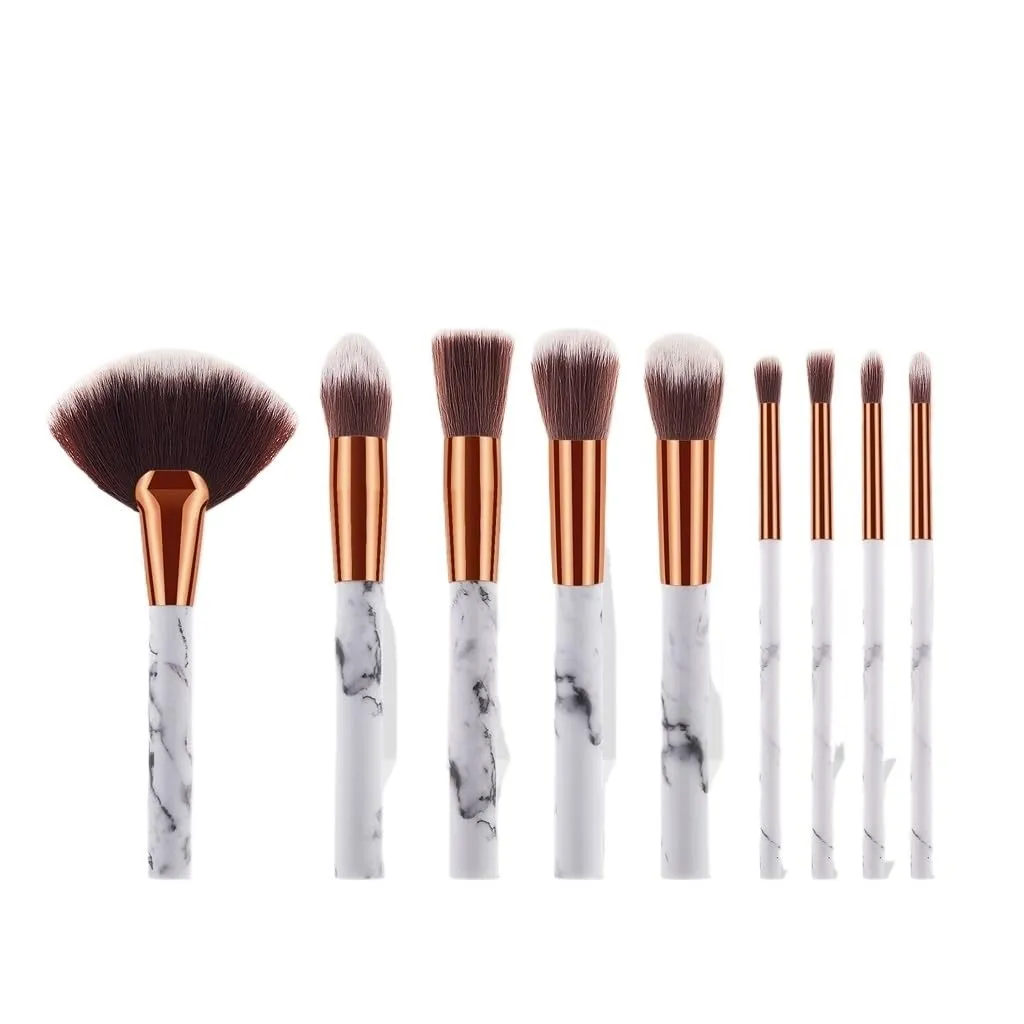 9 marble makeup brush sets, beauty tools, powder dispersal brush fan-shaped
