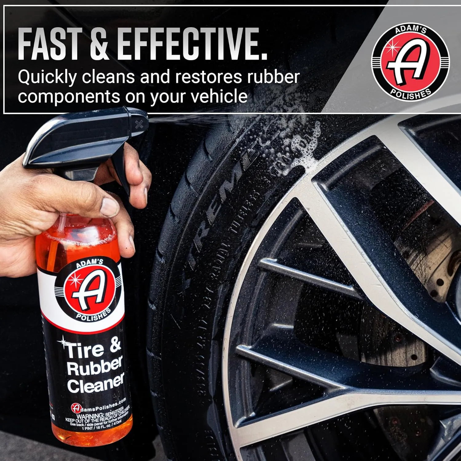 Adam's Polishes Tire & Rubber Cleaner (Gallon) - Removes Discoloration From Tires Quickly - Works Great on Tires, Rubber & Plastic Trim, and Rubber Floor Mats
