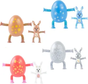 Adorable Rabbit in Egg Pop-Up Toy Easter Basket Stuffers Toddler Bath Toys Sensory Fidget Spinner with Suction Cup