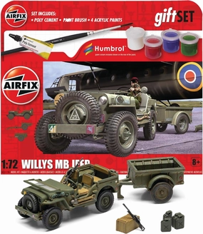 Airfix Model Tank - A55117A Hanging Gift Set - Willys MB Jeep, Plastic Model Kits for Adults & Kids 14 , 1:72 Scale, Skill Level 1, WW2 Theme Military Models, World War 2 Tanks