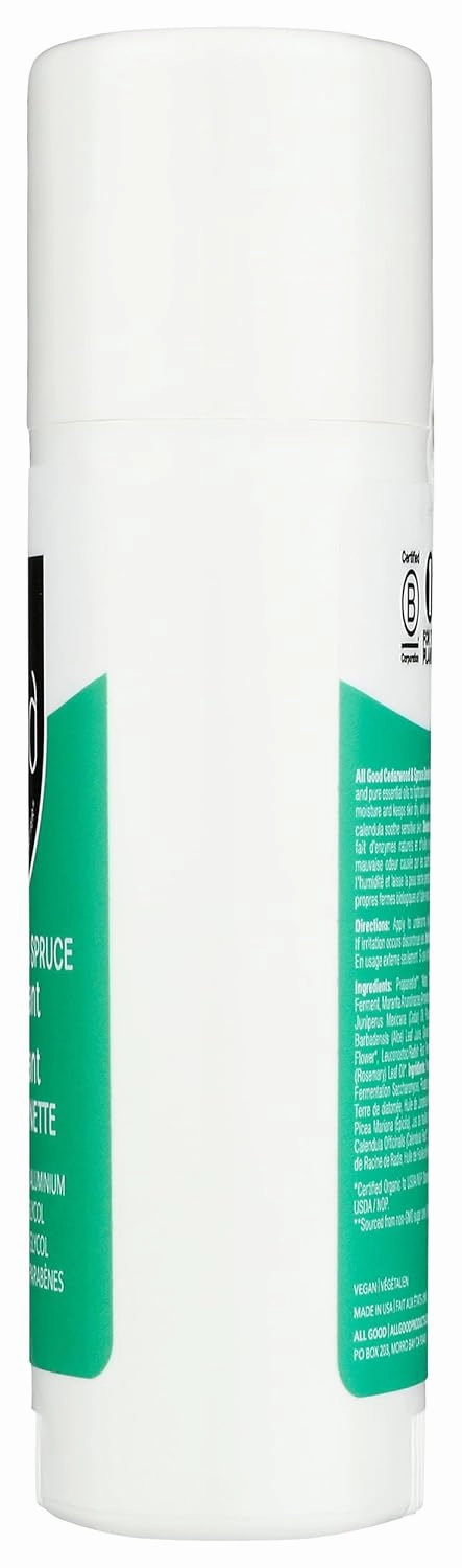 All Good Aluminum Free Deodorant Stick - Natural Deodorant w/Shea Butter & Aloe Vera, Bio-Active Formula, Vegan, Underarm Odor Protection for Men & Women (Cedarwood & Spruce)