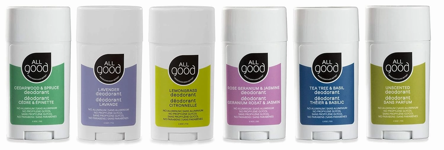 All Good Aluminum Free Deodorant Stick - Natural Deodorant w/Shea Butter & Aloe Vera, Bio-Active Formula, Vegan, Underarm Odor Protection for Men & Women (Tea Tree & Basil)(2-Pack)