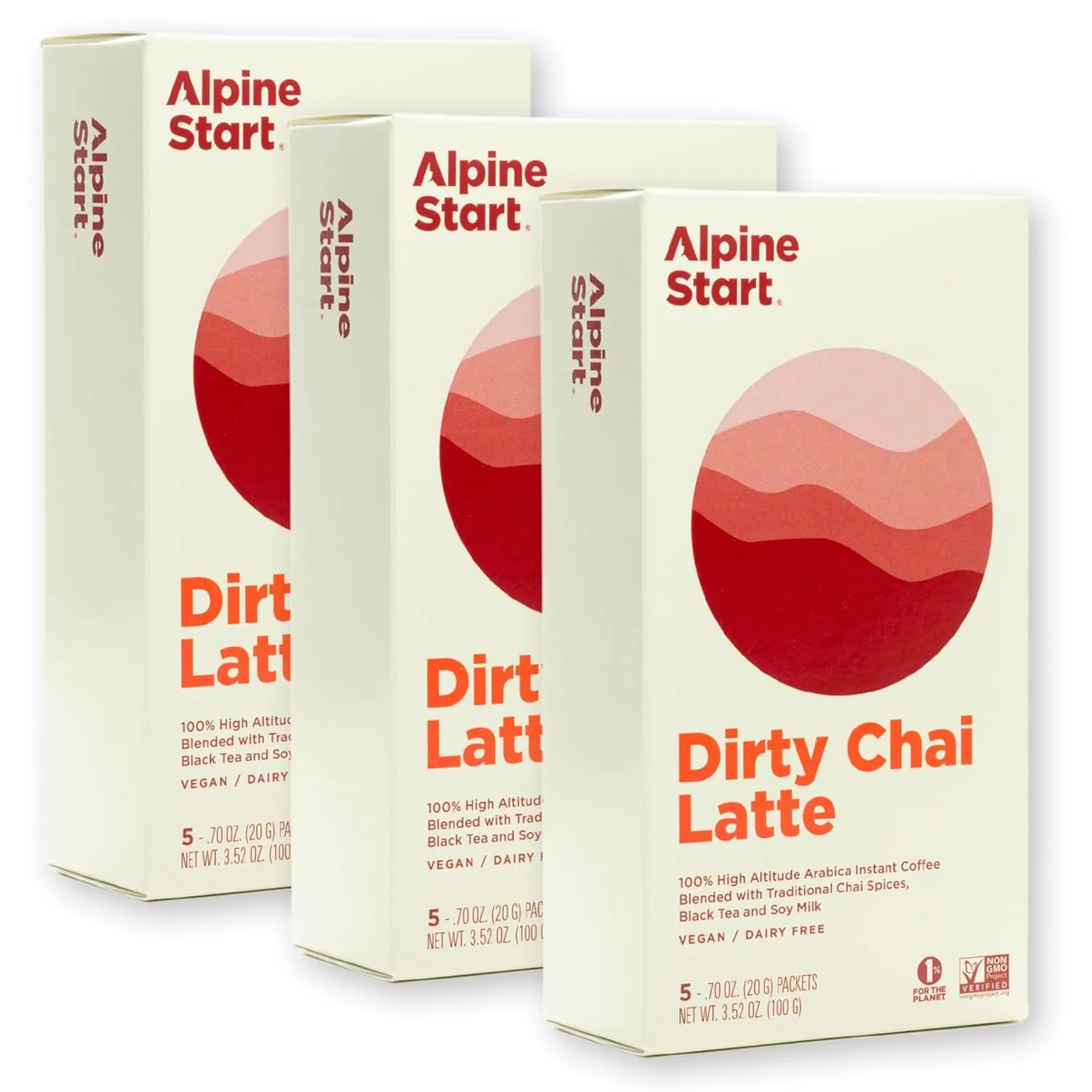 Alpine Start Instant Dirty Chai Latte Powder Mix - Individual Coffee Packets Blended with Black Tea, Organic Soy Milk and Traditional Chai Spices - Vegan and Dairy Free (0.70 OZ) Total 15 Sticks