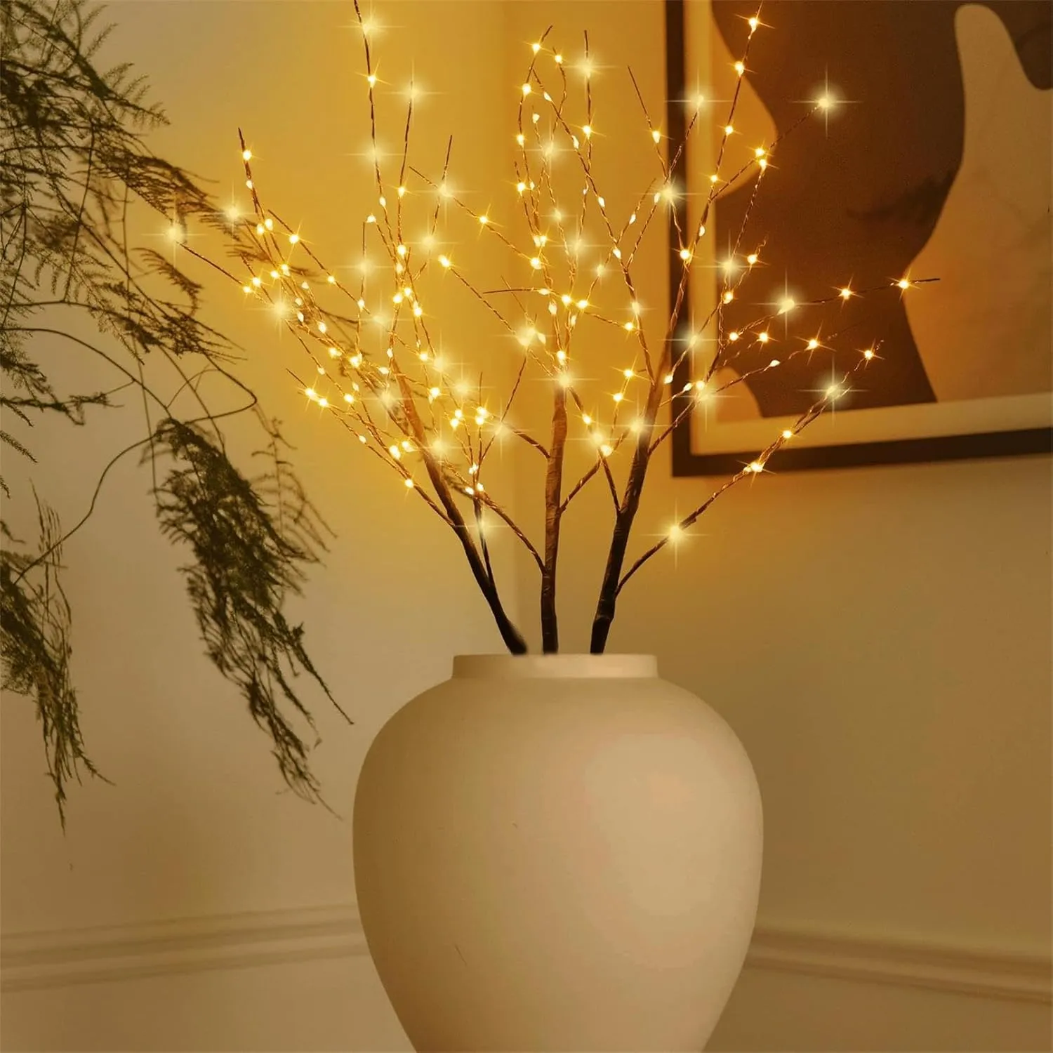 AMARS 2 Pack Lighted Prelit Twig Tree Branches Lights with Timer, Battery Operated, Christmas Holiday Decorative Sticks Vase Filler for Home Decoration (31inch)