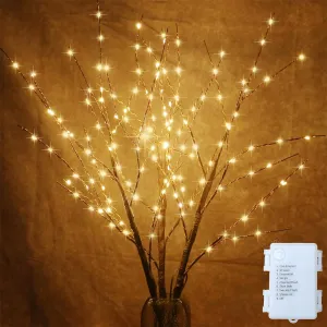 AMARS 2 Pack Lighted Prelit Twig Tree Branches Lights with Timer, Battery Operated, Christmas Holiday Decorative Sticks Vase Filler for Home Decoration (31inch)