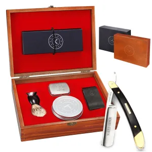 Amazing Naked Armor Straight Razor Kit - Shave-Ready Japanese Steel Blade, Complete Straight Razor Shaving Kit for Men, Straight Razor Beginner Kit, Straight Edge Razor Kit, Black (Midnight Black)