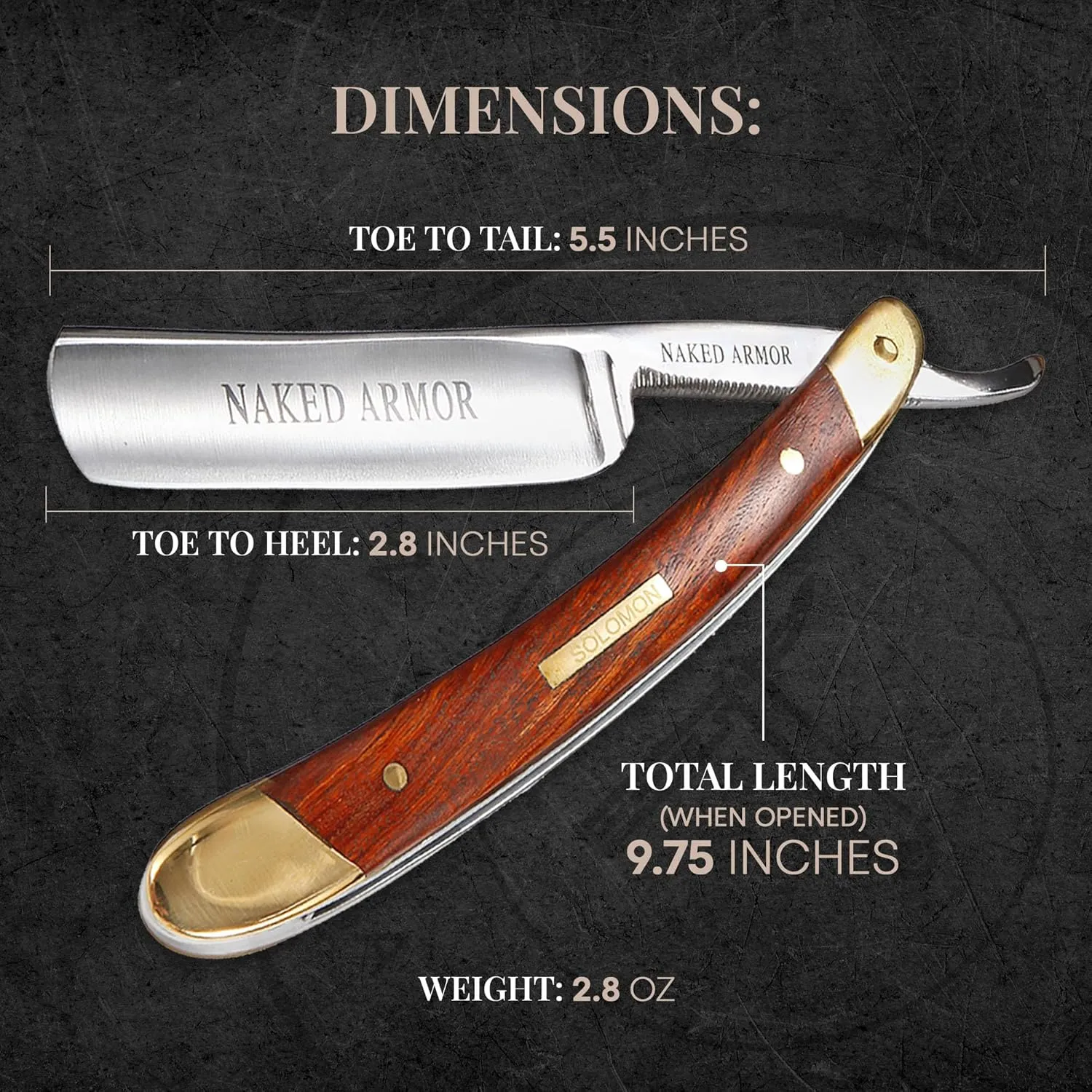 Amazing Naked Armor Straight Razor Kit - Shave-Ready Japanese Steel Blade, Complete Straight Razor Shaving Kit for Men, Straight Razor Beginner Kit, Straight Edge Razor Kit (Brown)