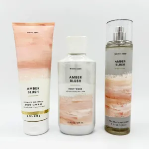 Amber Blush 3-Piece Bath and Body Bundle | Ultimate Hydration Body Cream, Body Wash and Fine Fragrance Mist
