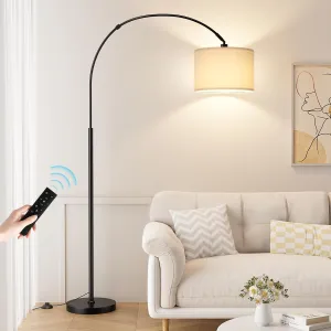 Ambimall 70" Dimmable Arc Floor Lamp with Remote, Color Temperature and Brightness Adjustable, Arched Floor Lamp with Rotating Head, Over Couch Arched Reading Light for Living Room (Beige and Black)