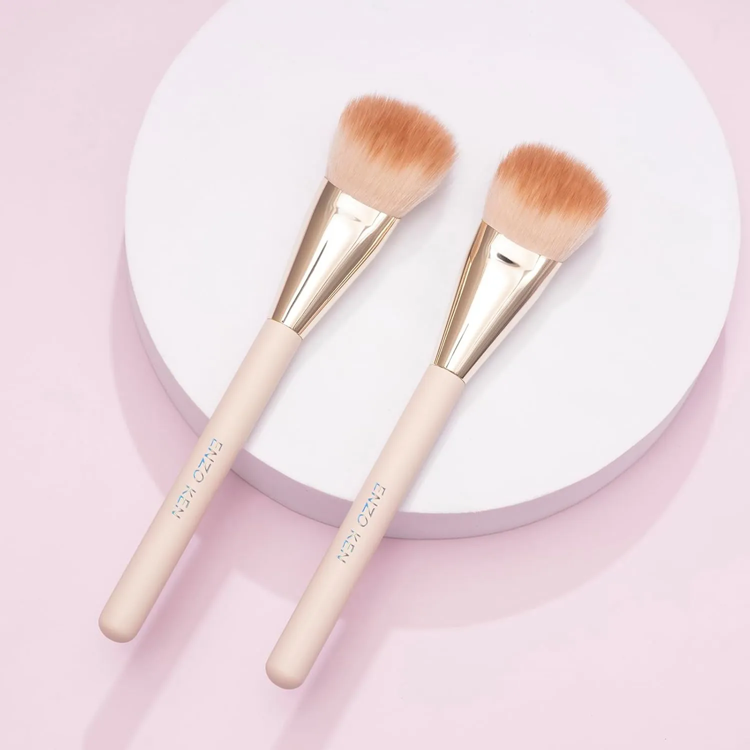 Angled Blush Brush, Blush Makeup Brush, Detail Blush Brush, Fluffy Blush Brushes for Cheeks, Contour Makeup Brushes, Power Contour Brush - Gold and Pink, 11L04B