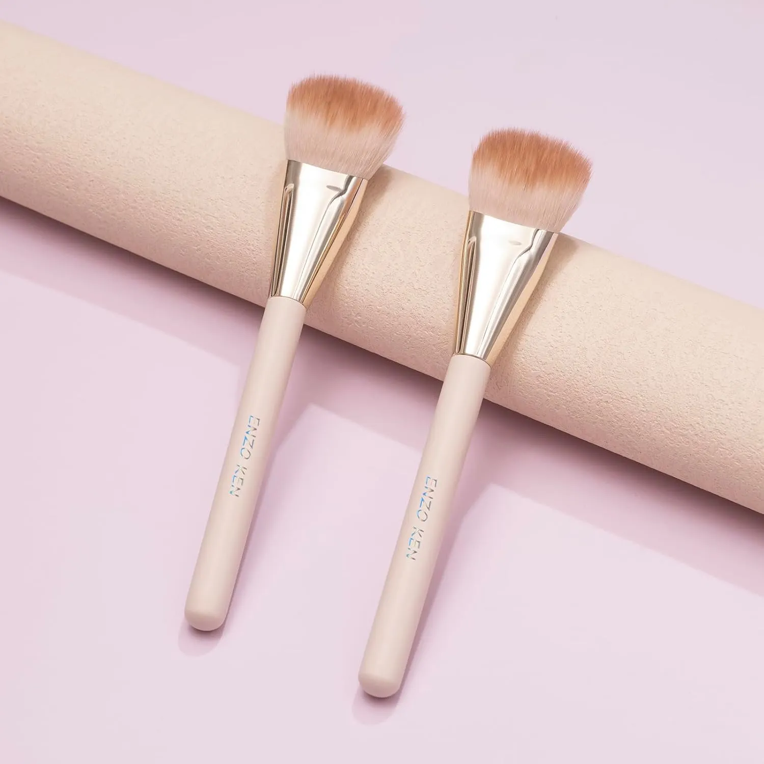 Angled Blush Brush, Blush Makeup Brush, Detail Blush Brush, Fluffy Blush Brushes for Cheeks, Contour Makeup Brushes, Power Contour Brush - Gold and Pink, 11L04B