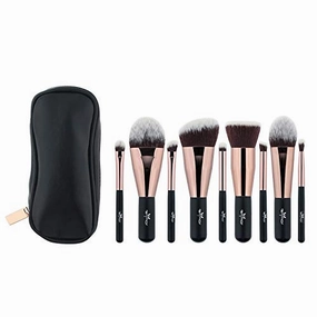 Anmor 9 Pieces Makeup Brushes Premium Synthetic Kabuki Makeup Brush Set with Silk Travel Bag