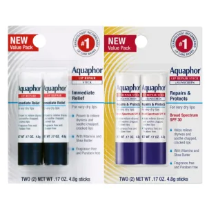 Aquaphor Lip Repair Stick (2 x 0.17 Oz)   Lip Repair and Protect Stick with Sunscreen SPF 30 (2 x 0.17 Oz), Skin Care Gifts for Mom, Relieves Dryness