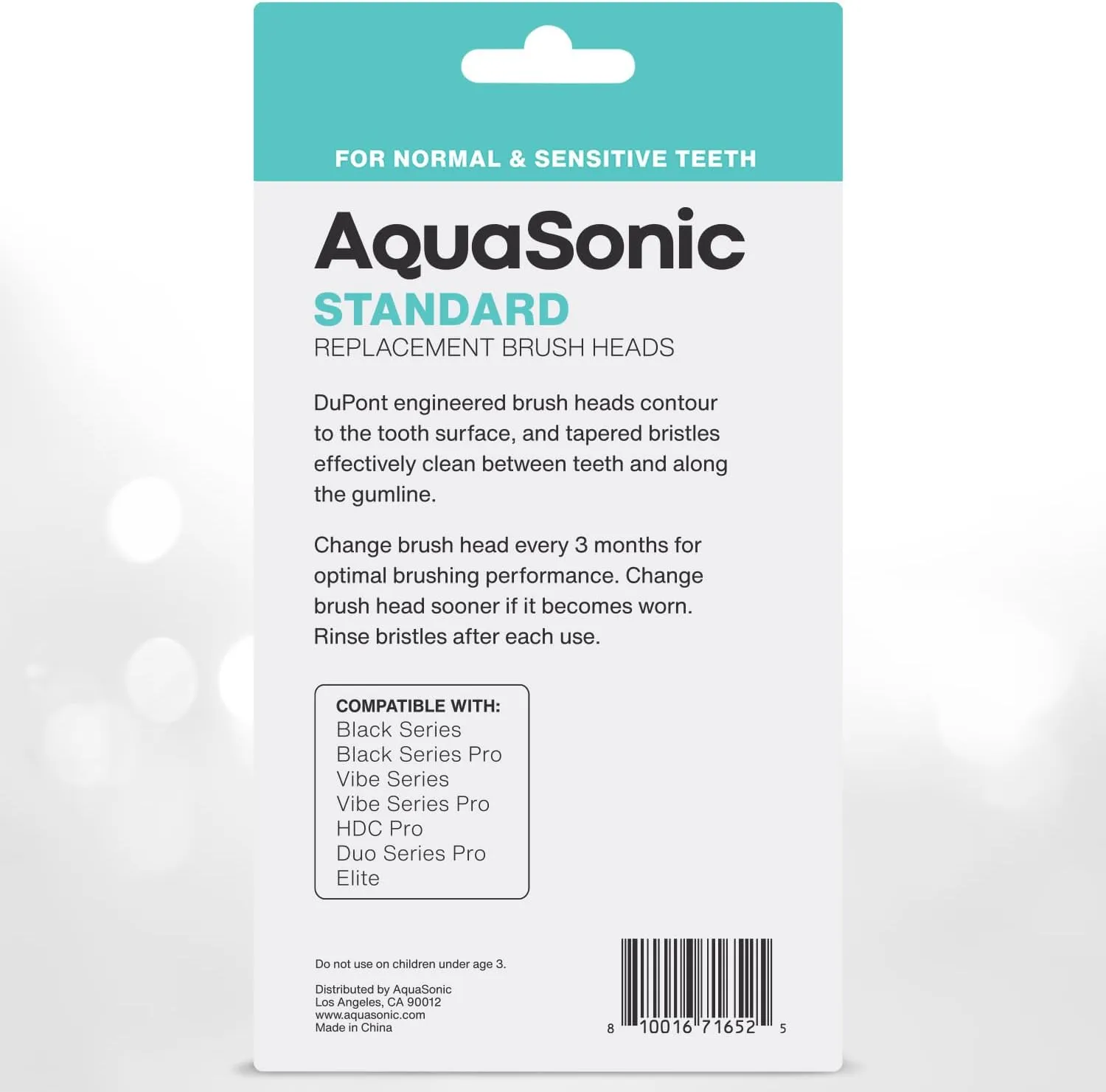 AquaSonic Standard Replacement Brush Heads | for Normal & Sensitive Teeth | Compatible with Many AquaSonic Toothbrush Handles (8 Pack White)