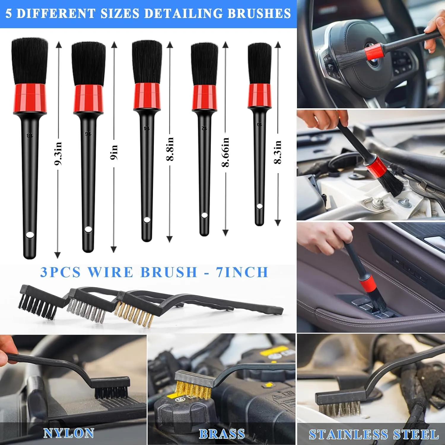 AUTODECO 43Pcs Car Wash Detailing Kit Cleaning Kits with Foam Gun Sprayer Long Handle Mop Car Vacuum Drill Brush Large Wash Mitt Towels Complete Interior Exterior Car Washing Supply Set Blue