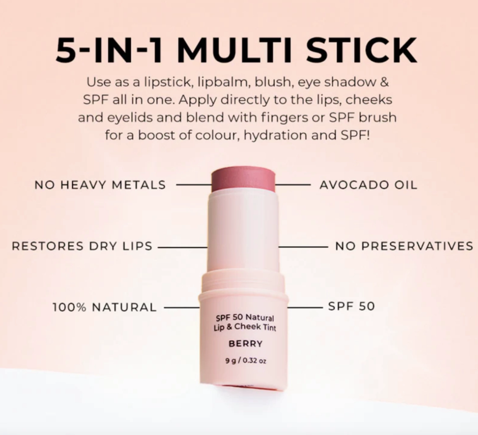 AVOCADO ZINC SPF 50 Natural Lip & Cheek Tint - Nude