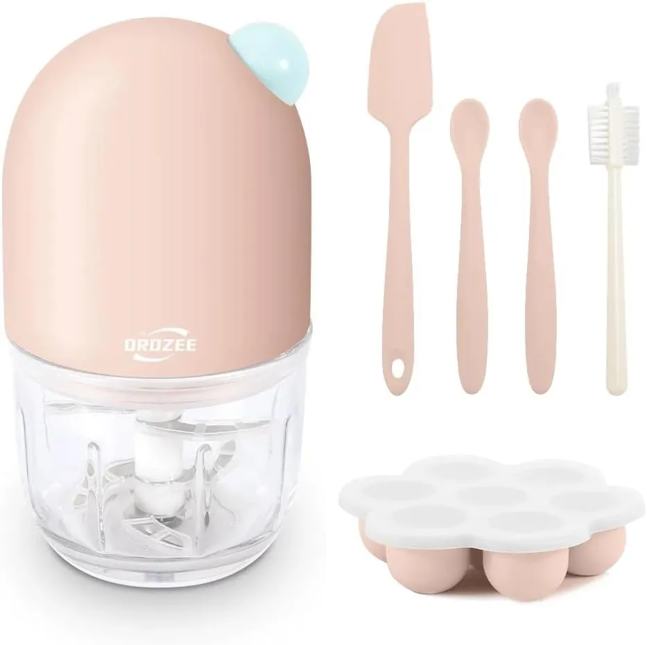 Baby Food Maker, Small Food Processor Kits for Fruit, Vegetable, Meat, Mini Infants Food Chopper with Food Freezer Tray,Silicone Spoons, Spatula
