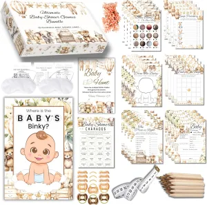 Baby Shower Games - 10 Hilarious Games for 25 Guests | Includes Mini Hunt, Mommy Belly Measure, Card Games, Charades, Pin The Pacifier, and More!