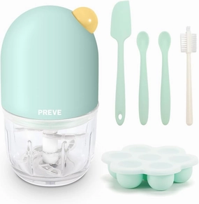 Baby Food Maker, Mini Processor kits for Baby Fruit, Vegatable, Meat, Food Chopper Small Puree Blender with Food Freezer Tray,Silicone Spoons, Spatula