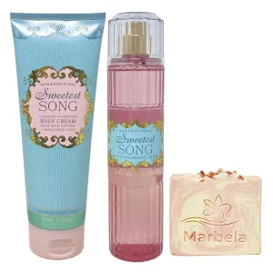 Bath & Body Works Sweetest Song Body Cream and Fragrance Mist Duo Set with a Himalayan Salts Springs Bar Soap