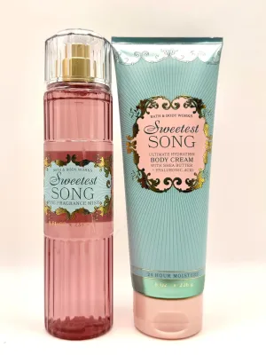 Bath and Body Work Sweetest Song Gift Set, Fine Fragrance Mist 8 FL OZ and Ultimate Hydration Body Cream 8 OZ with Shea Butter