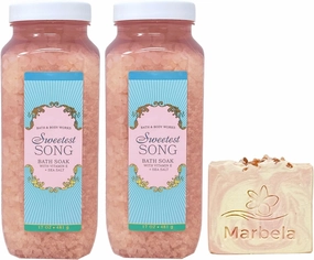 Bath & Body Works Sweetest Song 2 Pack Bath Soak Bundle with a Himalayan Salts Springs Bar Soap - Full Size