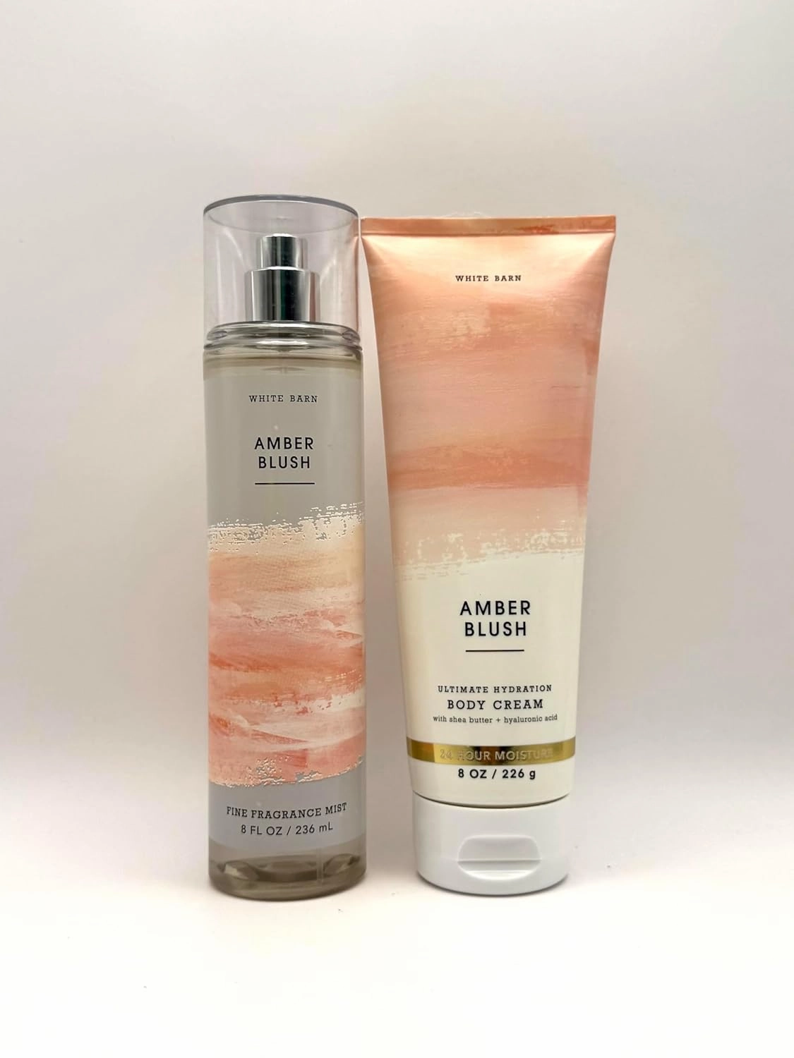 Bath Body Amber Blush Fine Fragrance Mist and Body Cream Set, 8 oz Each, Ultimate Hydration with Shea Butter