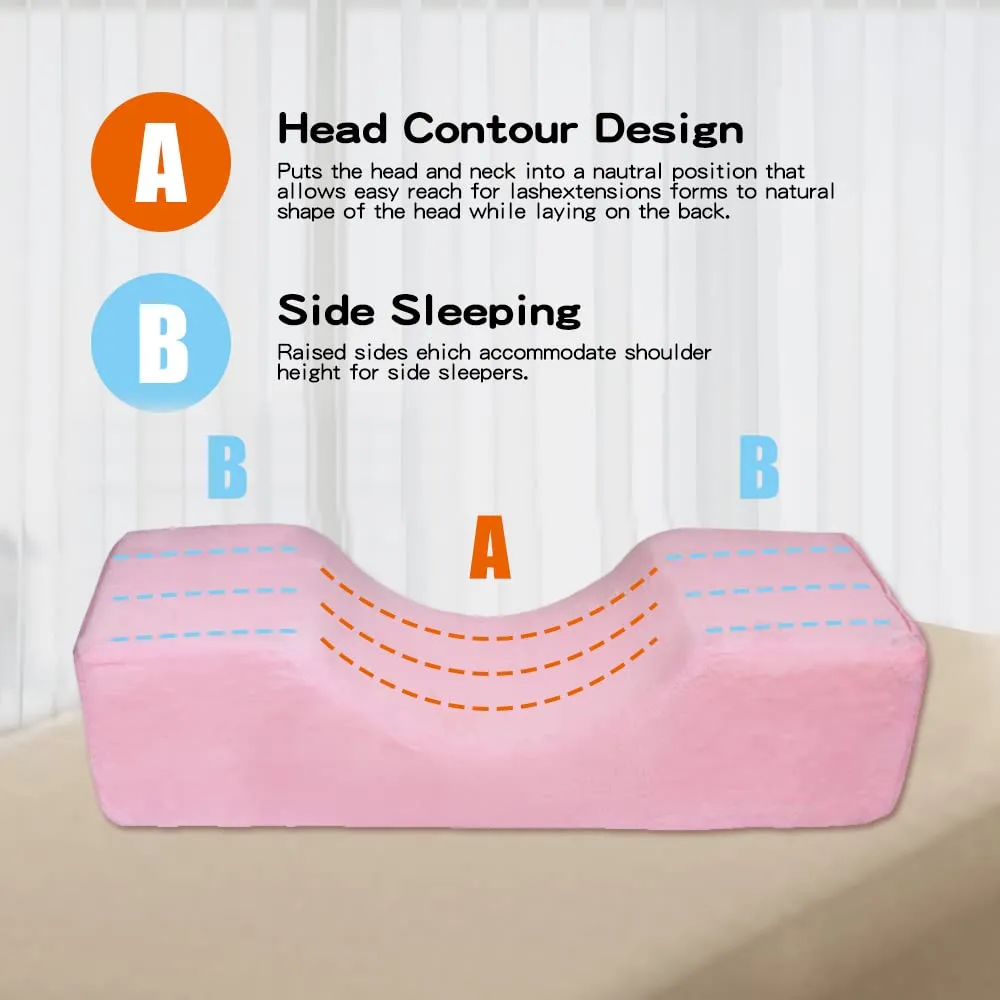 Beauty Salon Eyelash Extension Neck Pillow - Comfortable Velvet Beauty Memory Foam Pillow,to Protect The Neck When Used for Lash Extension Grafting Make Up (Pink)…