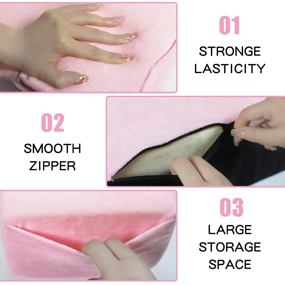 Beauty Salon Eyelash Extension Neck Pillow - Comfortable Velvet Beauty Memory Foam Pillow,to Protect The Neck When Used for Lash Extension Grafting Make Up (Pink)…