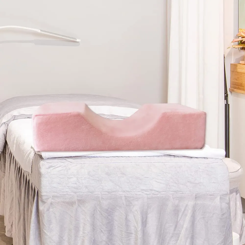 Beauty Salon Eyelash Extension Neck Pillow - Comfortable Velvet Beauty Memory Foam Pillow,to Protect The Neck When Used for Lash Extension Grafting Make Up (Pink)…