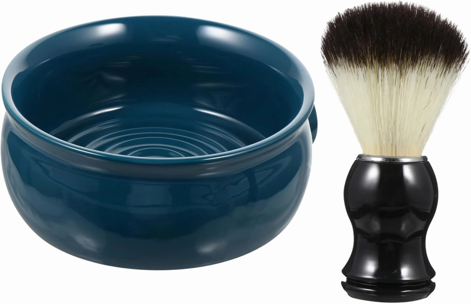 BESTYASH 2pcs Men Shaving Kit Ceramic Soap Bowl Brush for Easy Beard Care Retro Design Shaving Bowl Comfortable Brush Handle for Daily Grooming