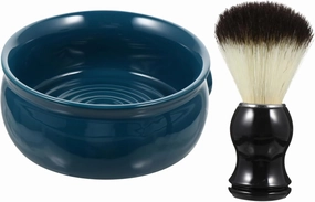 BESTYASH 2pcs Men Shaving Kit Ceramic Soap Bowl Brush for Easy Beard Care Retro Design Shaving Bowl Comfortable Brush Handle for Daily Grooming