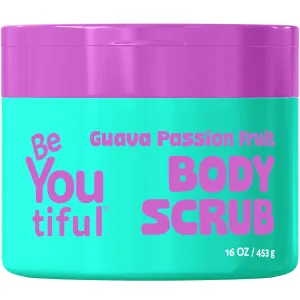BeYOUtiful Guava Passion Fruit Body Scrub Exfoliator for Kids & Teens, Gentle Sugar Exfoliating Scrub, Cruelty-Free, Shea & Sweet Almond Oil, 16 oz