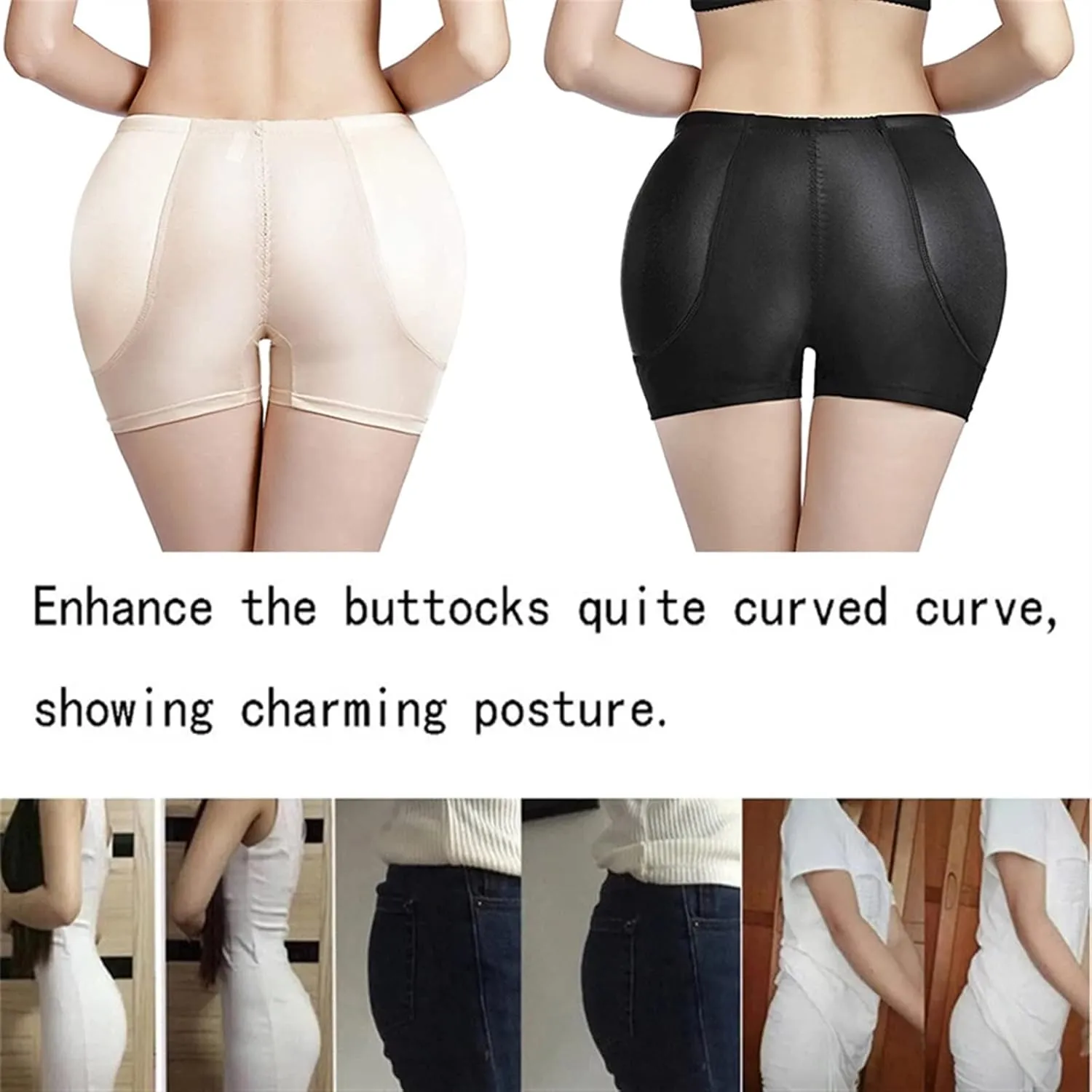 Big Ass Pads Hip Enhancer XXS Sexy Butt Lifter Women Dress Shapewear Padded Underwear Waist Trainer Body Shapers (Color : Apricot Boxer, Size : XX-Large)