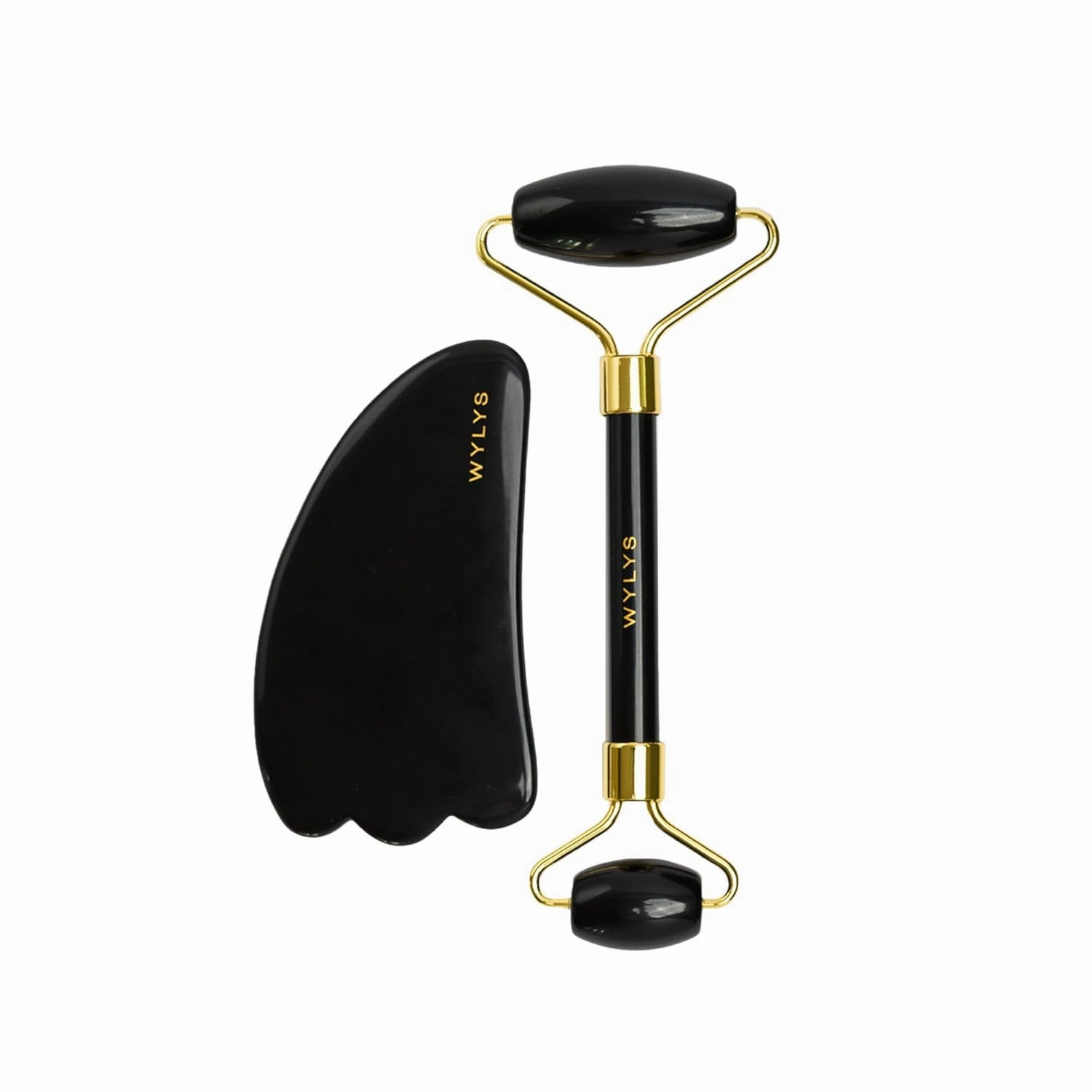 Black Obsidian Gua Sha & Face Roller Set – 100% Natural Stone Facial Tools for Sculpting & Depuffing | Skin Care Kit for Face Massage & Lymphatic Drainage