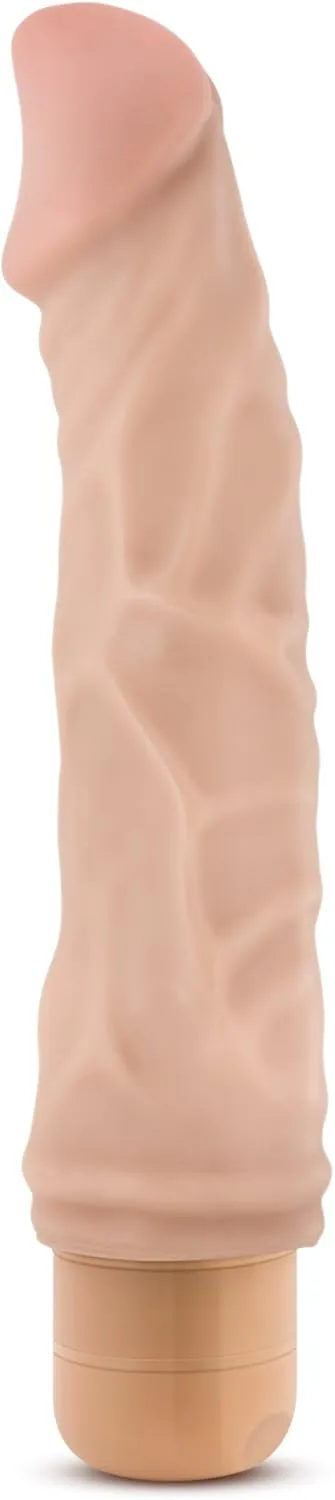 Blush Novelties Dr Skin Vibe 6 - Real Feel 8.75 Inch Realistic Vibrating Dildo - 1.75 Inch Thick - IPX7 Waterproof - Safe Multi Speed Bendable Vibrator - Sex Toy for Women Men Couples - Beige