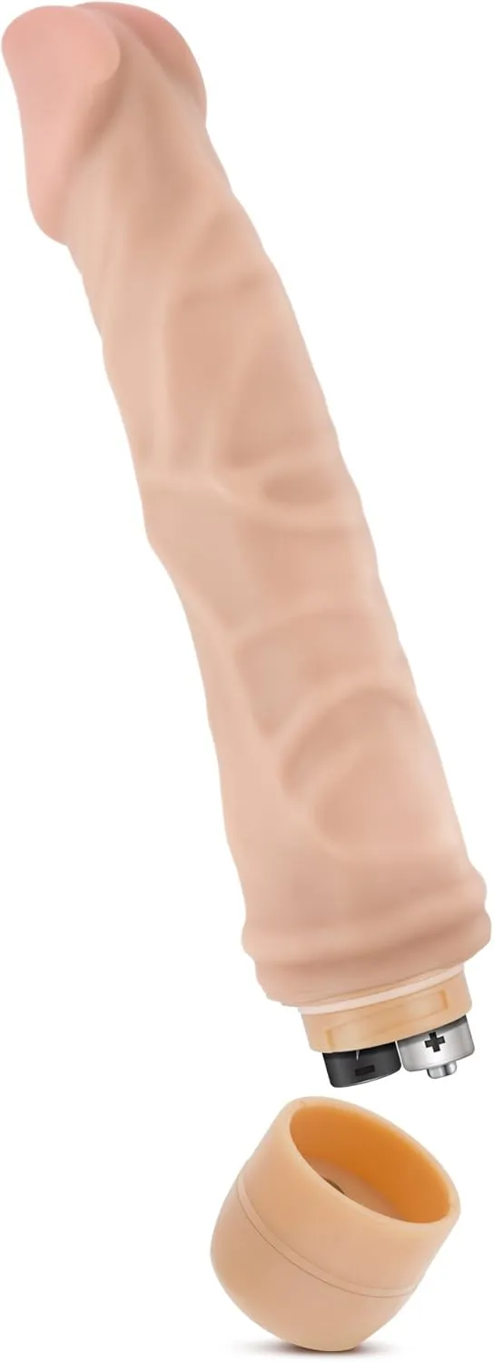 Blush Novelties Dr Skin Vibe 6 - Real Feel 8.75 Inch Realistic Vibrating Dildo - 1.75 Inch Thick - IPX7 Waterproof - Safe Multi Speed Bendable Vibrator - Sex Toy for Women Men Couples - Beige