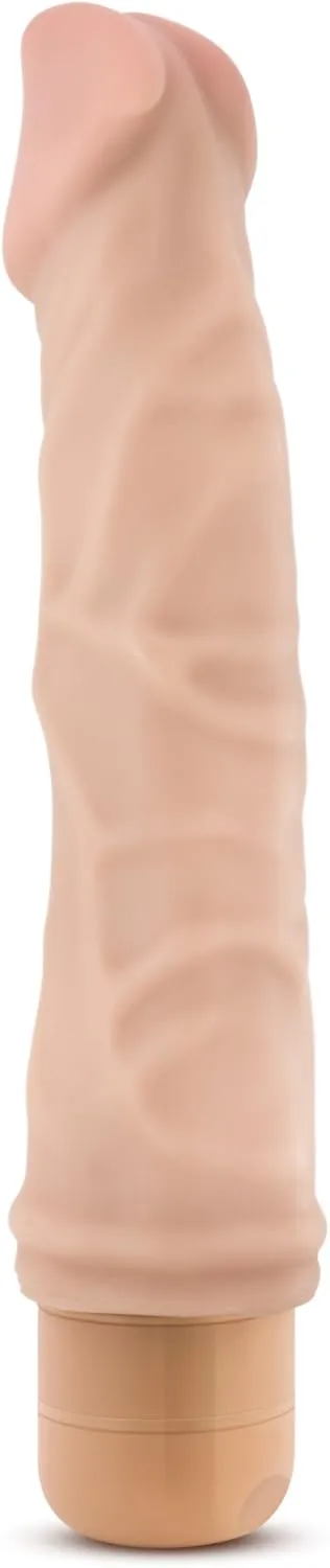 Blush Novelties Dr Skin Vibe 6 - Real Feel 8.75 Inch Realistic Vibrating Dildo - 1.75 Inch Thick - IPX7 Waterproof - Safe Multi Speed Bendable Vibrator - Sex Toy for Women Men Couples - Beige