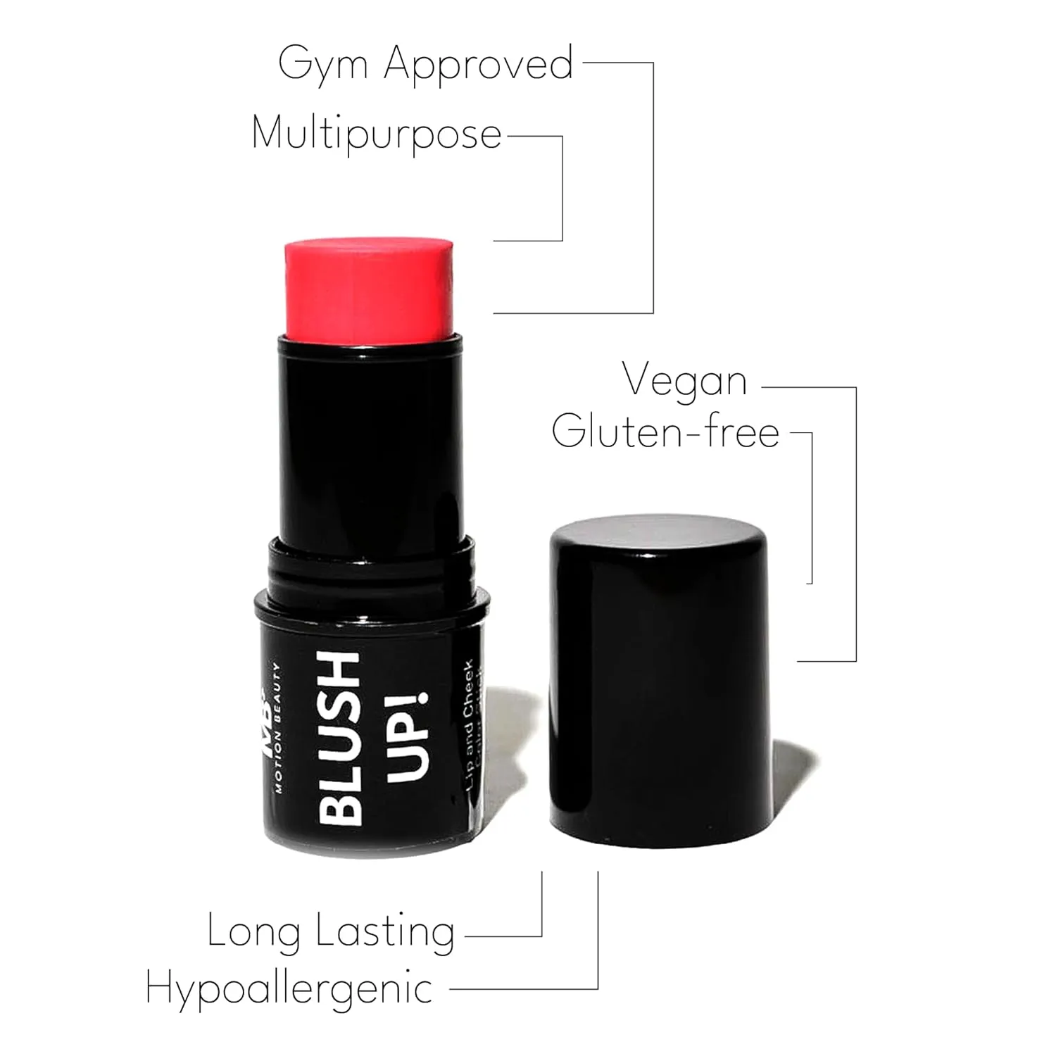 Blush Up: Cream Blush Stick for Cheeks and Lips, 2-in-1 Buildable Vibrant Color, Long Lasting Makeup for Gym & Workouts, Non-Greasy, Vegan & Gluten-Free, 0.32 Fl Oz