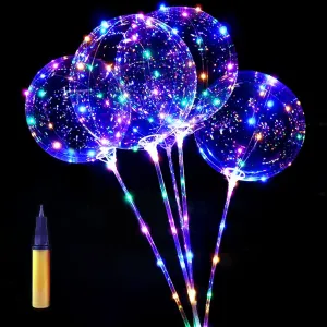 Bobo Balloons 10 Pack LED Glow in the Dark Balloons with Sticks   Air Pump for Party, Wedding, Decoration