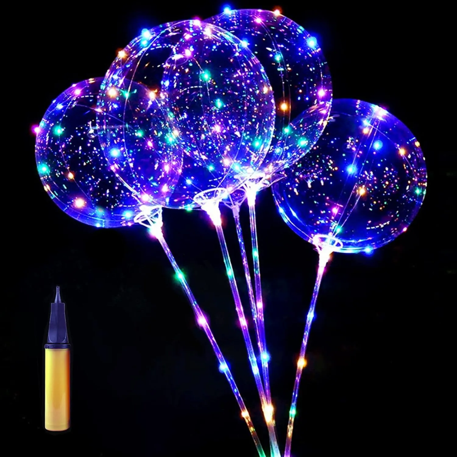 Bobo Balloons 10 Pack LED Glow in the Dark Balloons with Sticks   Air Pump for Party, Wedding, Decoration