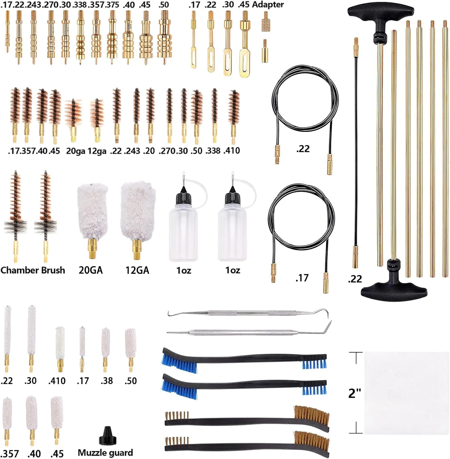 BOOSTEADY Pro Gun Cleaning Kit Universal Gun Cleaning Kit Handgun Shotgun Cleaning Kit for All Guns with High-end Brass Brushes, Mops, Jags, Reinforced Rods