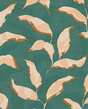 Brewster Home Fashions Eijffinger Twist Leaves Teal Wallpaper