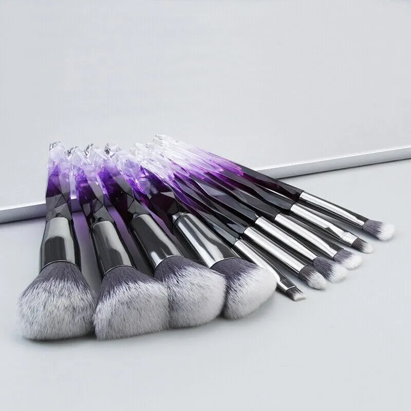 Brush set make up,Make Up Brushes Crystal Glitter Powder Foundation Face Lip Pencil Brush (black)(Color:Black)